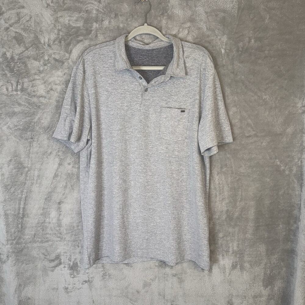 Vuori Mens Size XL Gray Short Sleeve Performance Ace Polo Shirt Pocket Stretch